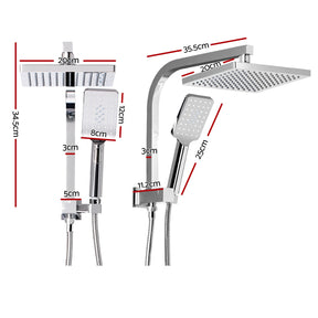 Cefito 8'' Rain Shower Head Set Handheld Square High Pressure Chrome - SportZone.co.nz