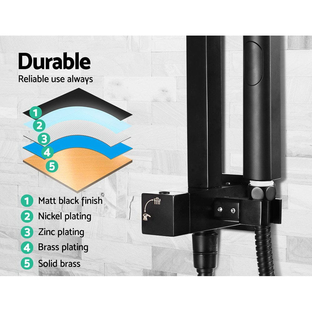 Cefito 8'' Rain Shower Head Set Handheld Square High Pressure Mixer Tap Black - SportZone.co.nz