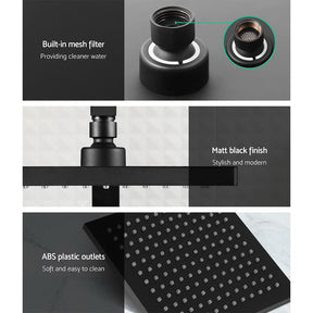 Cefito 8'' Rain Shower Head Set Handheld Square High Pressure Mixer Tap Black - SportZone.co.nz