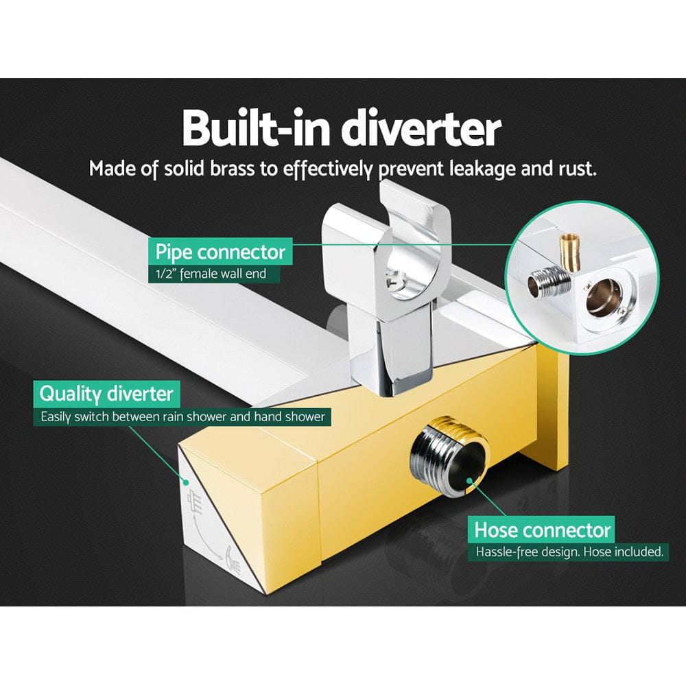Cefito 8'' Rain Shower Head Set Handheld Square High Pressure Mixer Tap Chrome - SportZone.co.nz