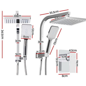 Cefito 8'' Rain Shower Head Set Handheld Square High Pressure Mixer Tap Chrome - SportZone.co.nz