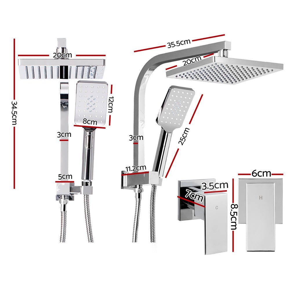 Cefito 8'' Rain Shower Head Set Handheld Square High Pressure wins Tap Chrome - SportZone.co.nz