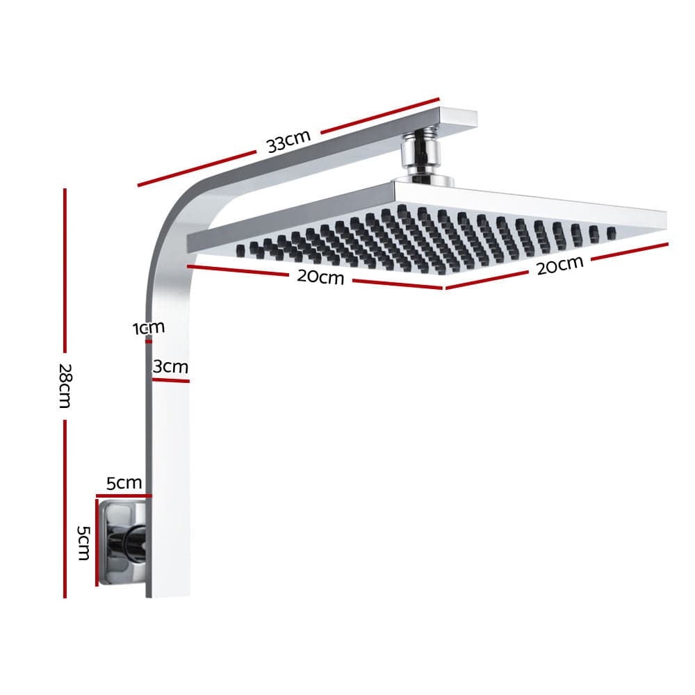 Cefito 8'' Rain Shower Head Wall Arm Square High Pressure Chrome - SportZone.co.nz