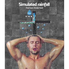 Cefito 8'' Rain Shower Head Wall Arm Square High Pressure Mixer Tap Black - SportZone.co.nz