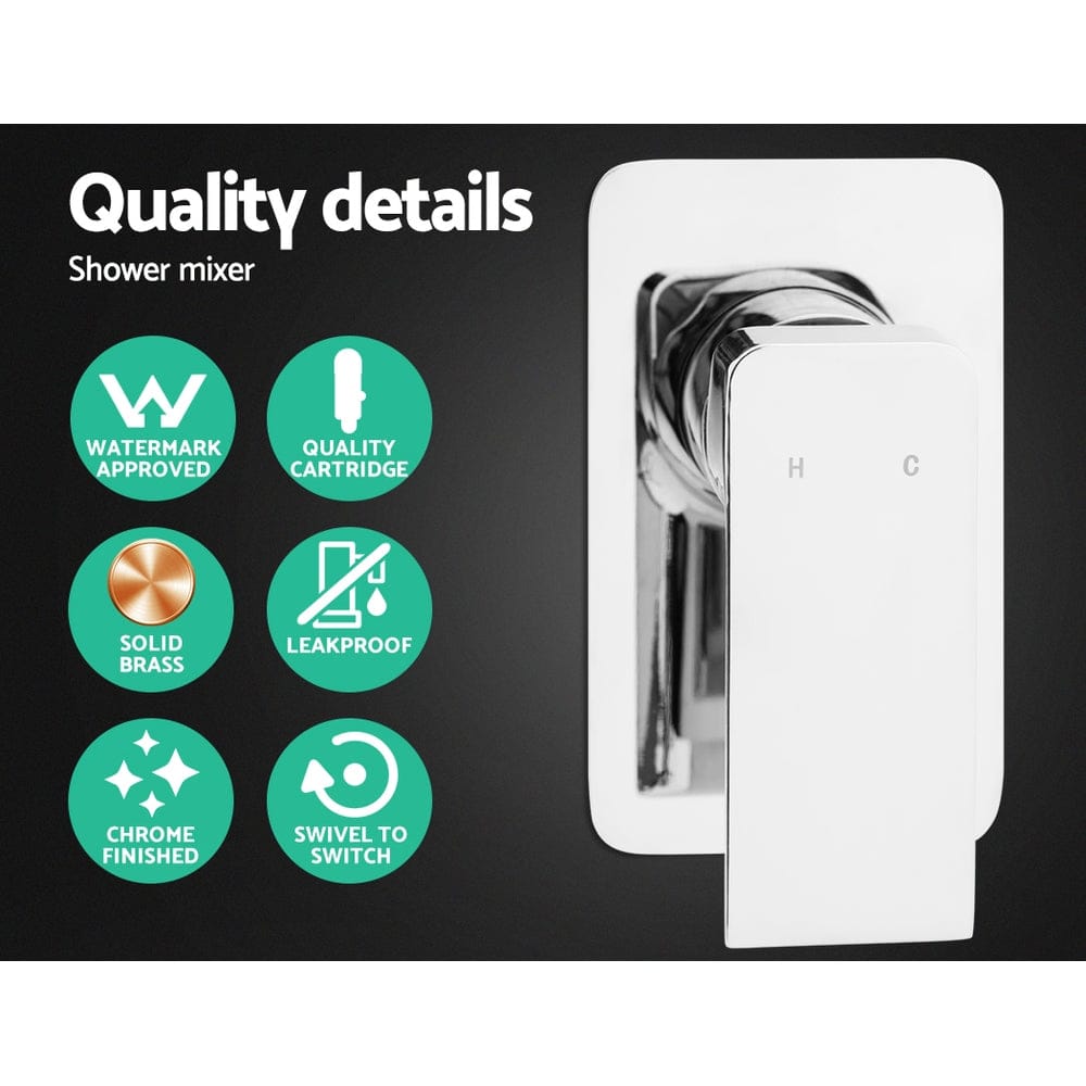 Cefito 8'' Rain Shower Head Wall Arm Square High Pressure Mixer Tap Chrome - SportZone.co.nz