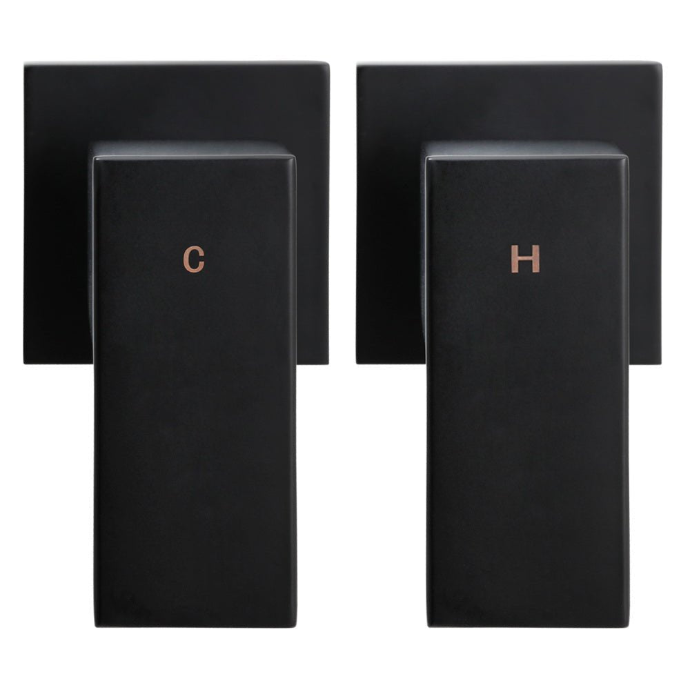 Cefito 8'' Rain Shower Head Wall Arm Square High Pressure Twins Tap Black - SportZone.co.nz