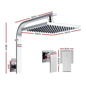 Cefito 8'' Rain Shower Head Wall Arm Square High Pressure Twins Tap Chrome - SportZone.co.nz