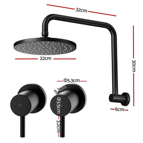 Cefito 9'' Rain Overhead Swivel Shower Head with Wall Twin Swivel Bathroom Tap - SportZone.co.nz