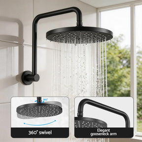 Cefito 9'' Rain Overhead Swivel Shower Head with Wall Twin Swivel Bathroom Tap - SportZone.co.nz