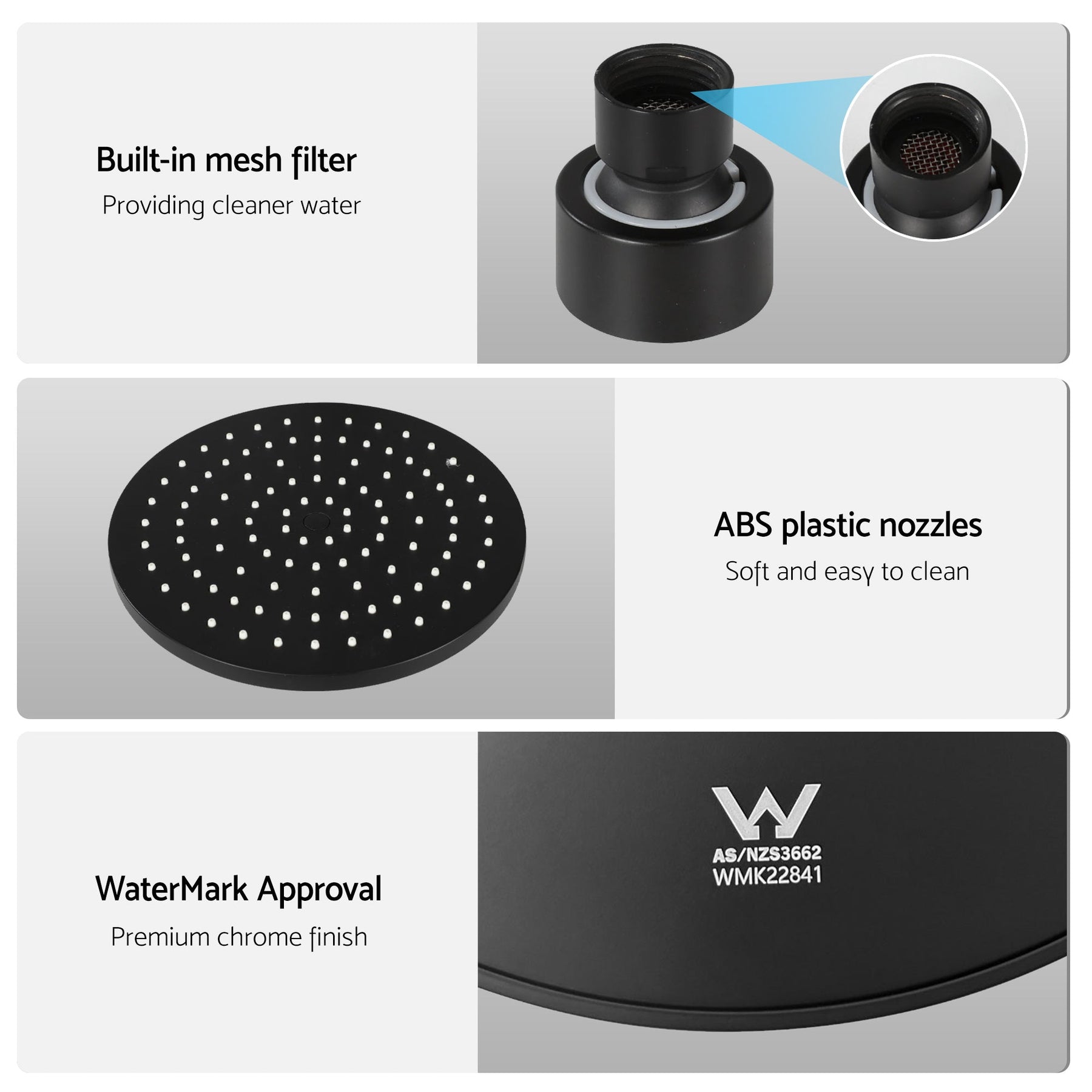 Cefito 9'' Rain Overhead Swivel Shower Head with Wall Twin Swivel Bathroom Tap - SportZone.co.nz