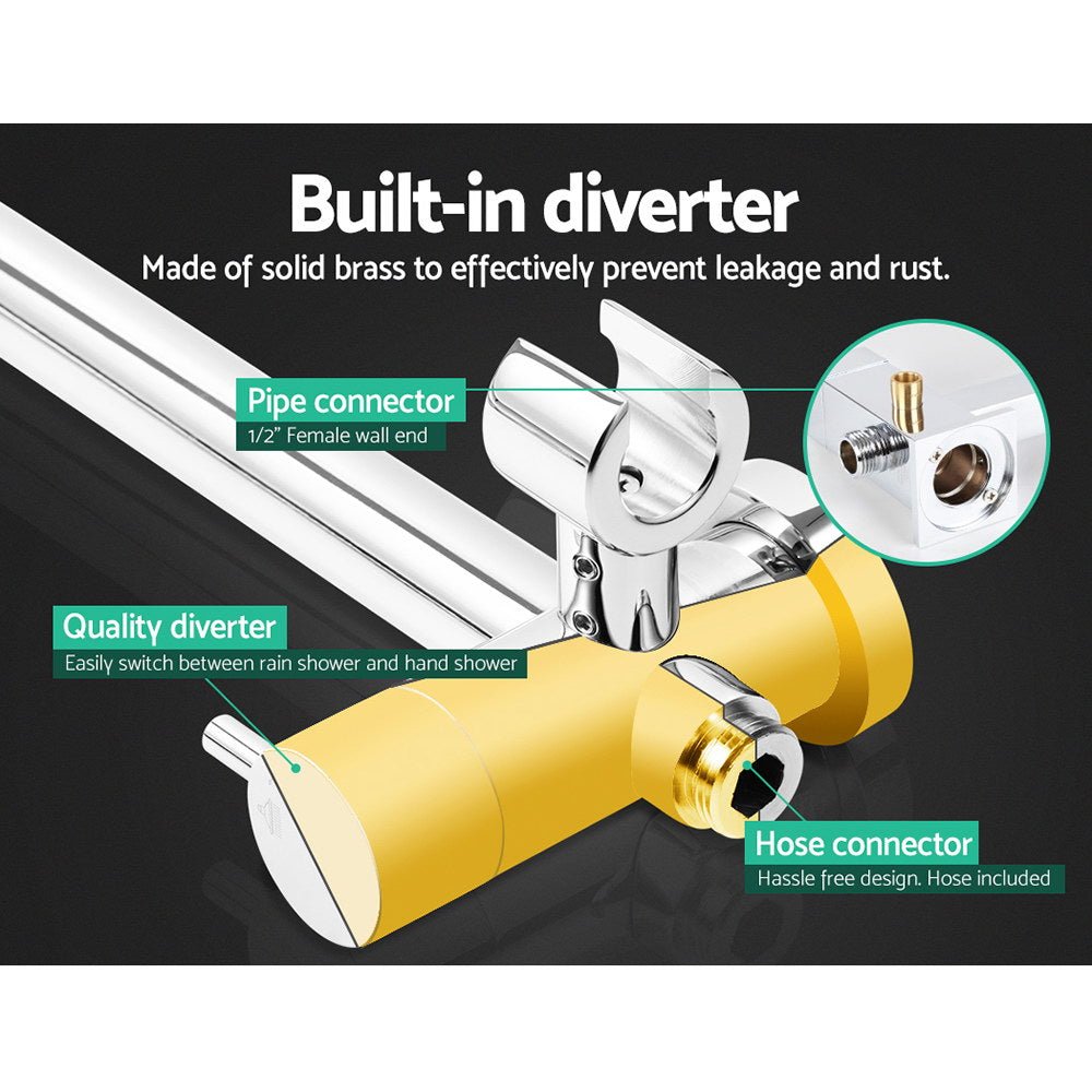 Cefito 9'' Rain Shower Head Set Handheld Round High Pressure Chrome - SportZone.co.nz