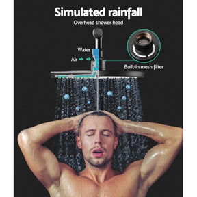 Cefito 9'' Rain Shower Head Set Handheld Round High Pressure Mixer Tap Black - SportZone.co.nz