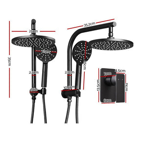 Cefito 9'' Rain Shower Head Set Handheld Round High Pressure Mixer Tap Black - SportZone.co.nz
