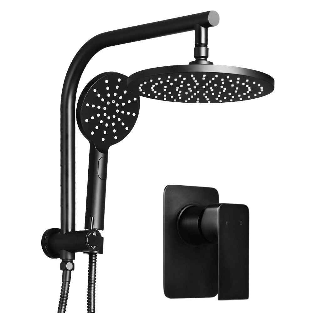 Cefito 9'' Rain Shower Head Set Handheld Round High Pressure Mixer Tap Black - SportZone.co.nz