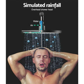 Cefito 9'' Rain Shower Head Set Handheld Round High Pressure Mixer Tap Black - SportZone.co.nz