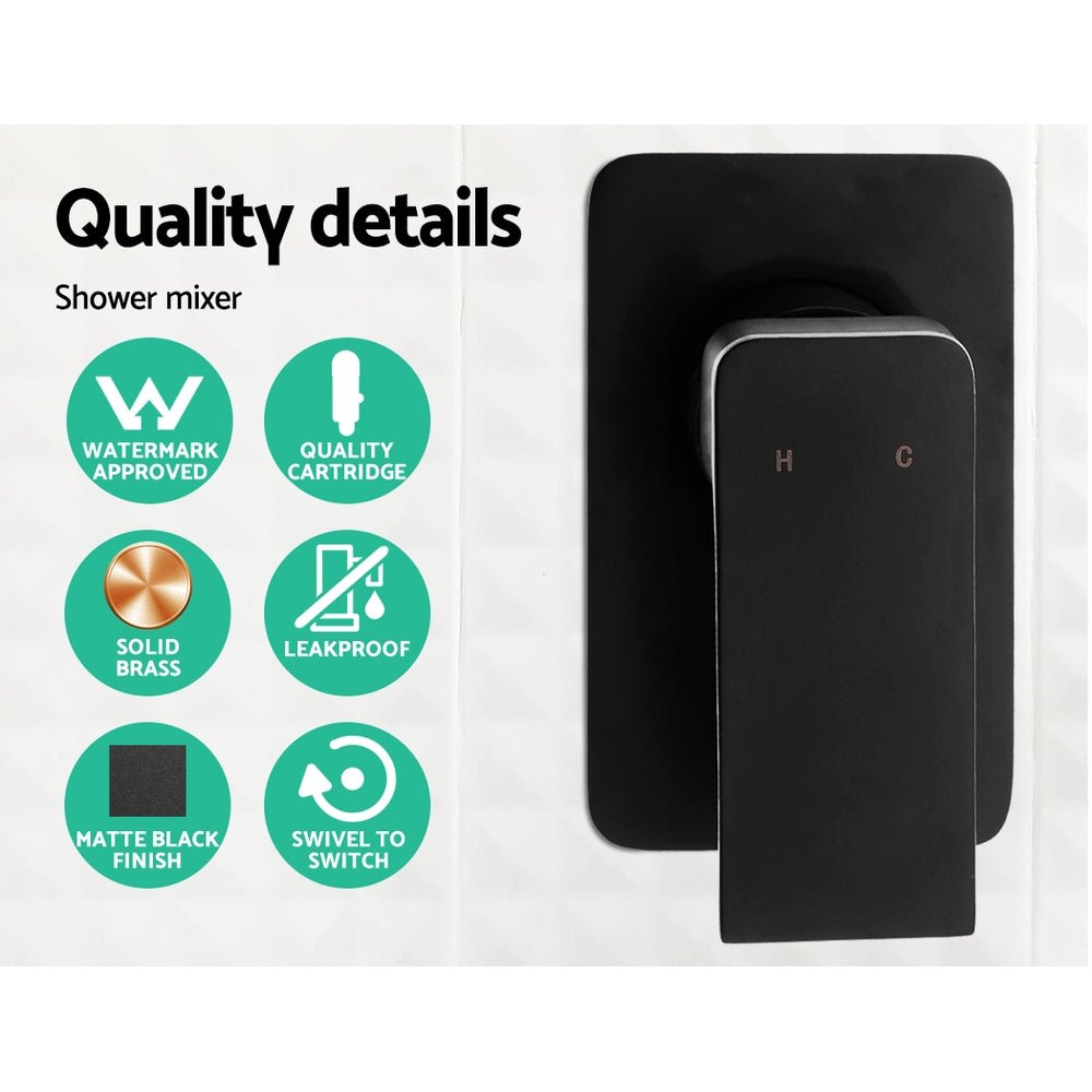 Cefito 9'' Rain Shower Head Set Handheld Round High Pressure Mixer Tap Black - SportZone.co.nz