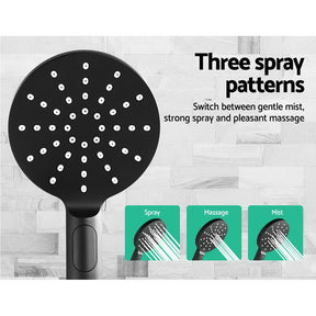 Cefito 9'' Rain Shower Head Set Handheld Round High Pressure Mixer Tap Black - SportZone.co.nz