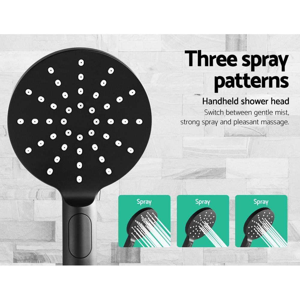 Cefito 9'' Rain Shower Head Set Handheld Round High Pressure Twins Tap Black - SportZone.co.nz