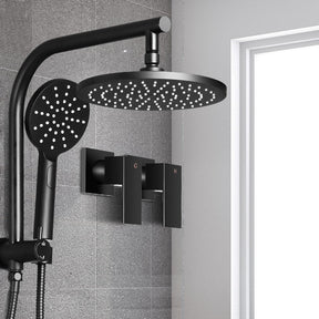 Cefito 9'' Rain Shower Head Set Handheld Round High Pressure Twins Tap Black - SportZone.co.nz