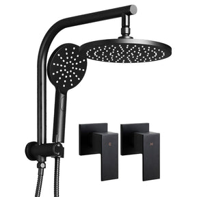 Cefito 9'' Rain Shower Head Set Handheld Round High Pressure Twins Tap Black - SportZone.co.nz