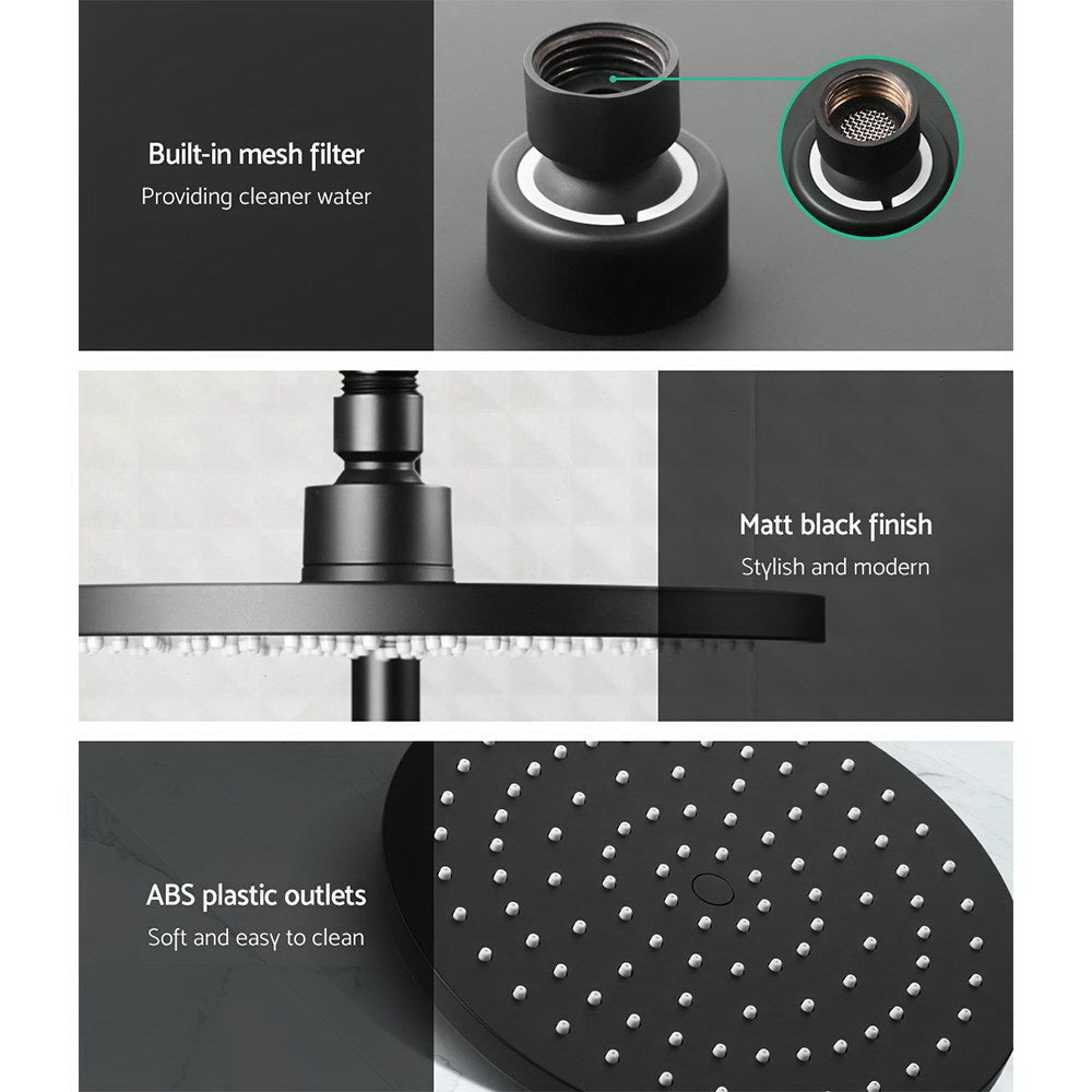 Cefito 9'' Rain Shower Head Set Handheld Round High Pressure Twins Tap Black - SportZone.co.nz