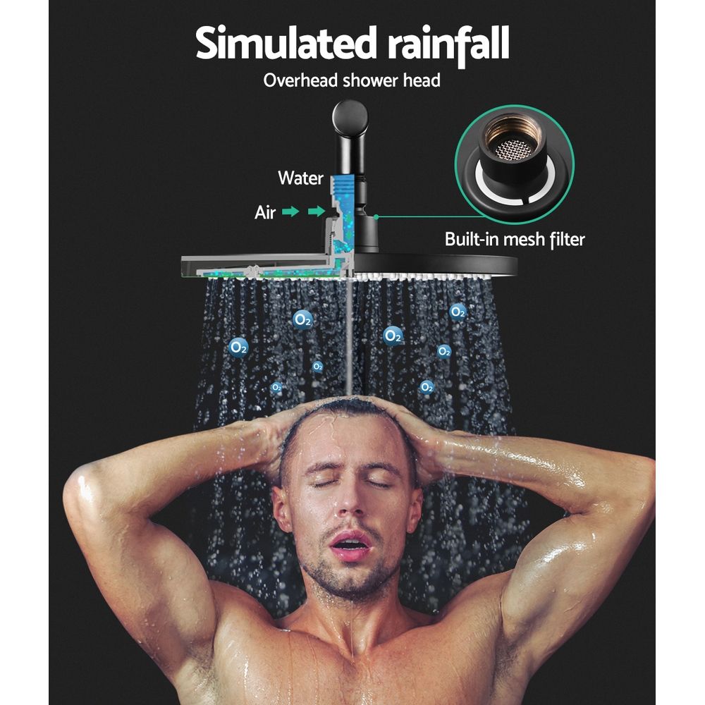 Cefito 9'' Rain Shower Head Set Handheld Round High Pressure Twins Tap Black - SportZone.co.nz
