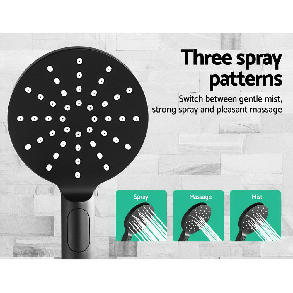 Cefito 9'' Rain Shower Head Set Handheld Round High Pressure Twins Tap Black - SportZone.co.nz