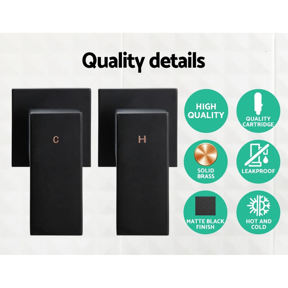 Cefito 9'' Rain Shower Head Set Handheld Round High Pressure Twins Tap Black - SportZone.co.nz