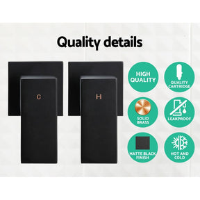 Cefito 9'' Rain Shower Head Set Handheld Round High Pressure Twins Tap Black - SportZone.co.nz
