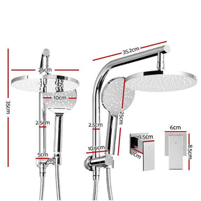 Cefito 9'' Rain Shower Head Set Handheld Round High Pressure Twins Tap Chome - SportZone.co.nz