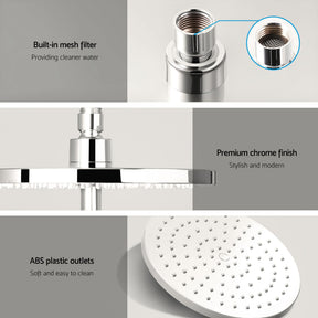 Cefito 9'' Rain Shower Head Set Handheld Round High Pressure Twins Tap Chrome - SportZone.co.nz