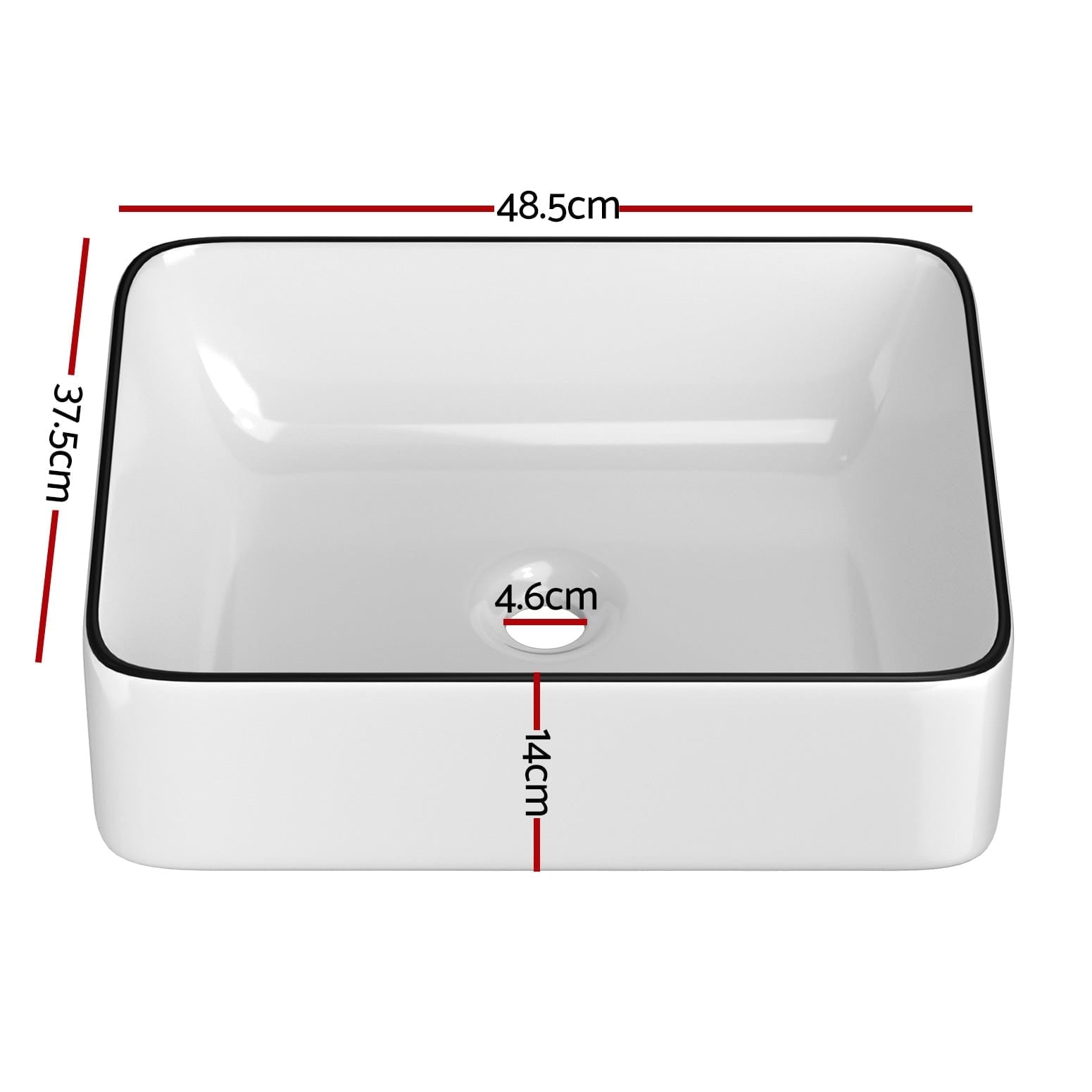 Cefito Bathroom Basin Ceramic Vanity Sink Hand Wash Bowl Above Counter 48x37cm - SportZone.co.nz