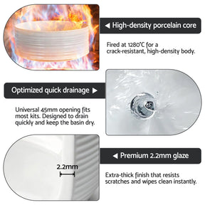 Cefito Bathroom Basin Vanity Sink Vessel Ceramic White Round Countertop 36cm - SportZone.co.nz