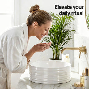 Cefito Bathroom Basin Vanity Sink Vessel Ceramic White Round Countertop 36cm - SportZone.co.nz