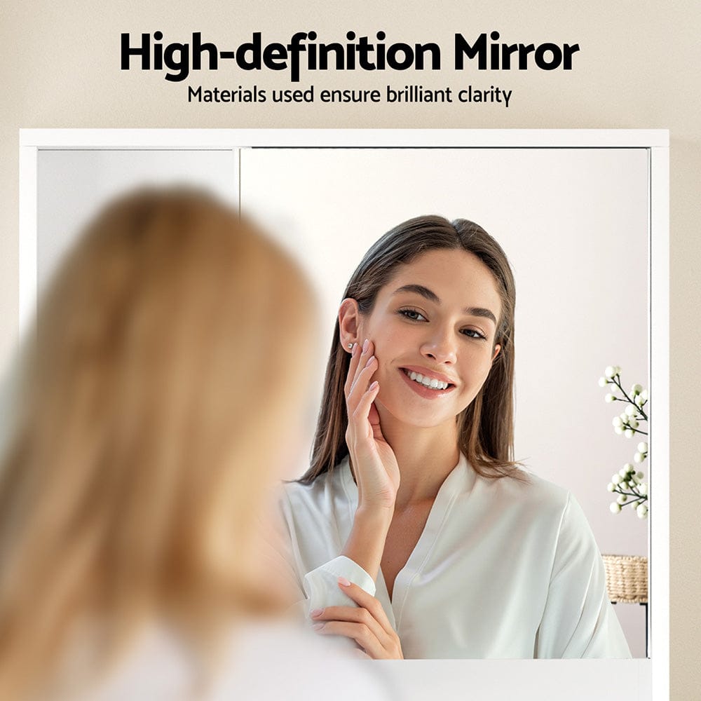 Cefito Bathroom Mirror Cabinet Mirrored Medicine Adjustable Shelf Wall Mounted 560mm White - SportZone.co.nz