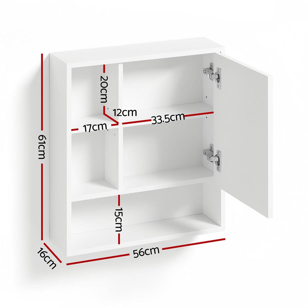 Cefito Bathroom Mirror Cabinet Mirrored Medicine Adjustable Shelf Wall Mounted 560mm White - SportZone.co.nz
