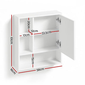 Cefito Bathroom Mirror Cabinet Mirrored Medicine Adjustable Shelf Wall Mounted 560mm White - SportZone.co.nz