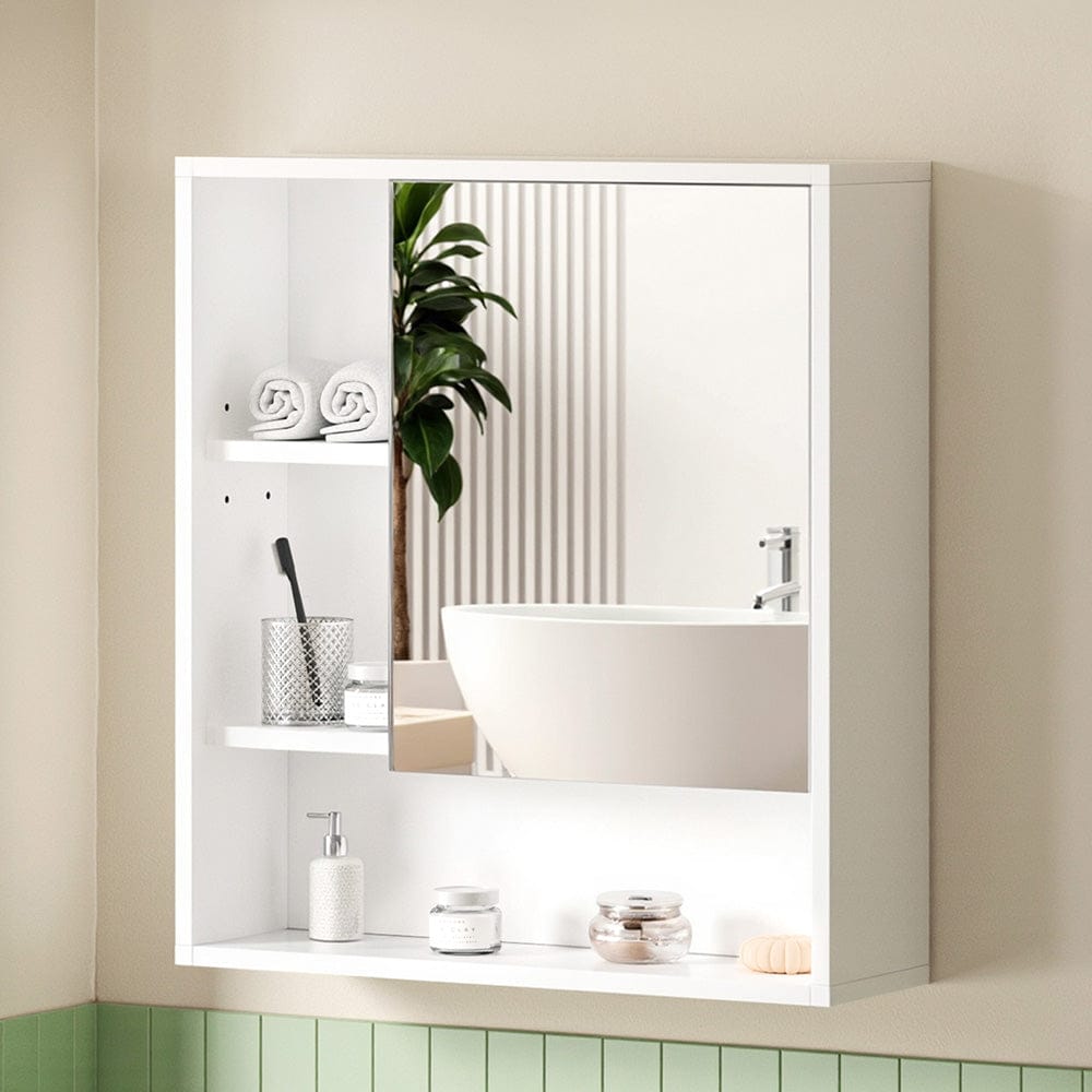 Cefito Bathroom Mirror Cabinet Mirrored Medicine Adjustable Shelf Wall Mounted 560mm White - SportZone.co.nz