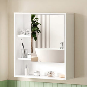 Cefito Bathroom Mirror Cabinet Mirrored Medicine Adjustable Shelf Wall Mounted 560mm White - SportZone.co.nz