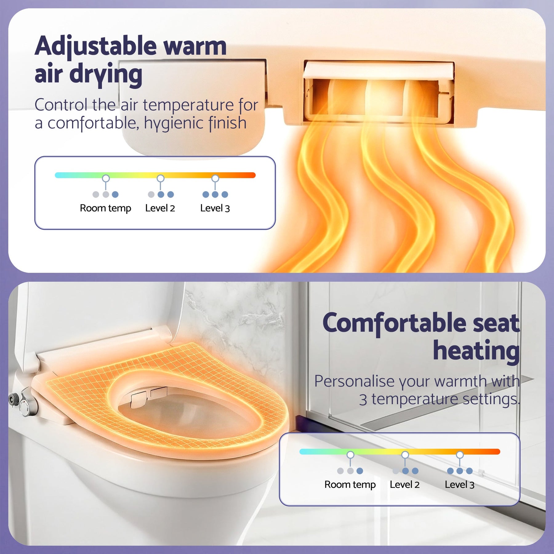 Cefito Electric Bidet Toilet Seat Washing Without Power Heated D - Shape Air Dryer - SportZone.co.nz