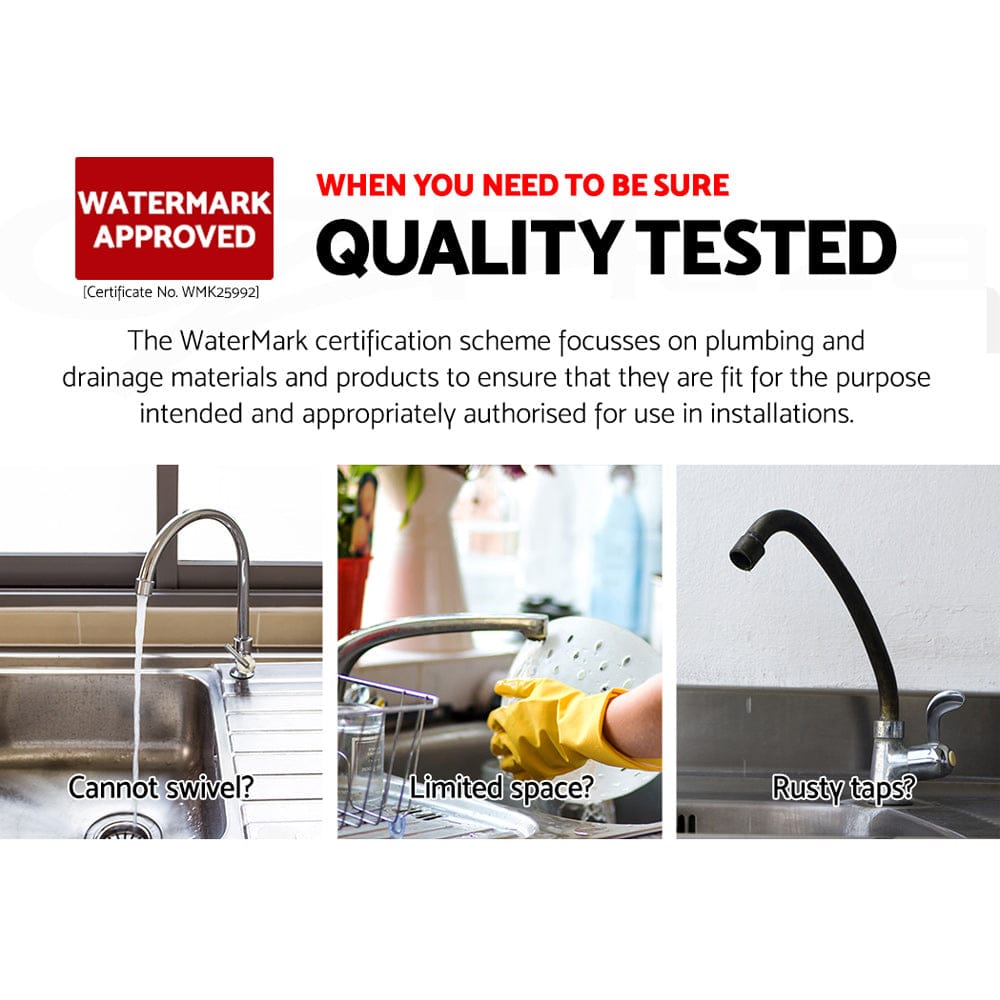 Cefito Kitchen Mixer Tap Mixer Round Sink Faucet Basin Laundry Chrome - SportZone.co.nz