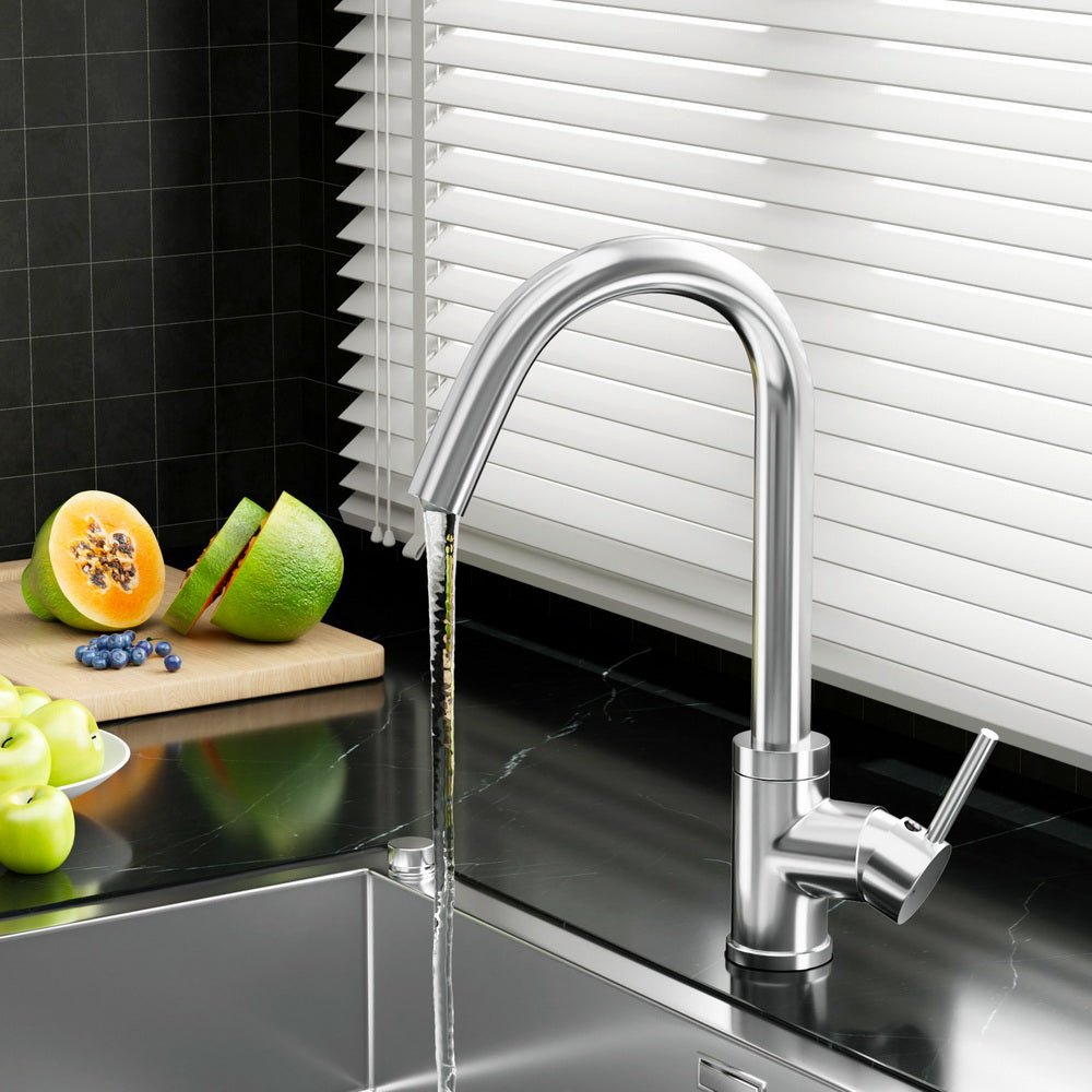 Cefito Kitchen Mixer Tap Mixer Round Sink Faucet Basin Laundry Chrome - SportZone.co.nz