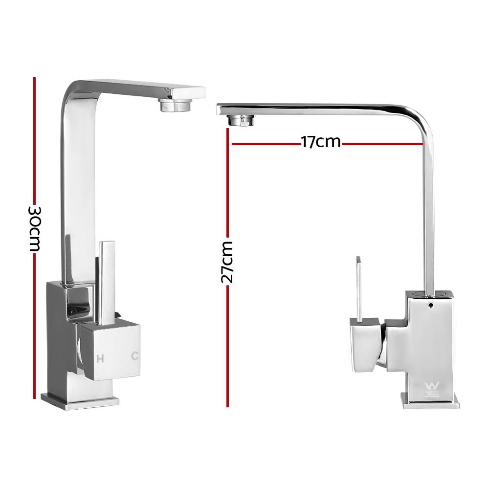 Cefito Kitchen Mixer Tap Mixer Square Sink Faucet Basin Laundry Chrome - SportZone.co.nz