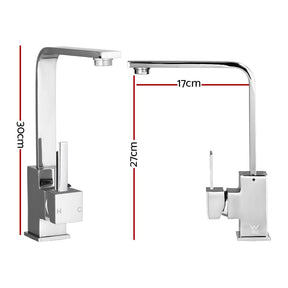 Cefito Kitchen Mixer Tap Mixer Square Sink Faucet Basin Laundry Chrome - SportZone.co.nz