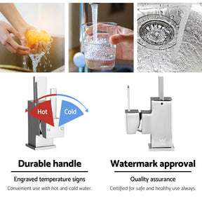 Cefito Kitchen Mixer Tap Mixer Square Sink Faucet Basin Laundry Chrome - SportZone.co.nz