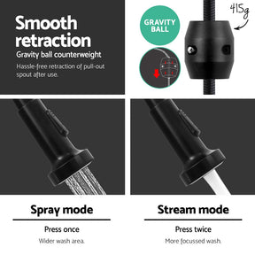 Cefito Kitchen Mixer Tap Pull Down 2 Modes Sink Faucet Basin Laundry Black - SportZone.co.nz