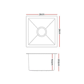 Cefito Kitchen Sink 36X36CM Stainless Steel Nano Basin Single Bowl Silver - SportZone.co.nz