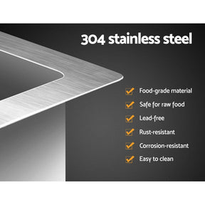 Cefito Kitchen Sink 45X30CM Stainless Steel Basin Single Bowl Silver - SportZone.co.nz