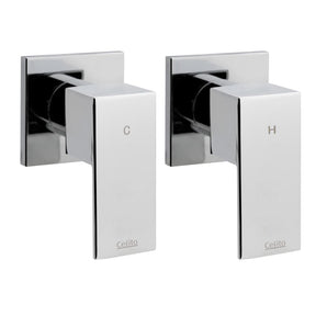 Cefito Shower Twins Tap Wall Bath Taps Brass Hot Cold Basin Bathroom Chrome - SportZone.co.nz