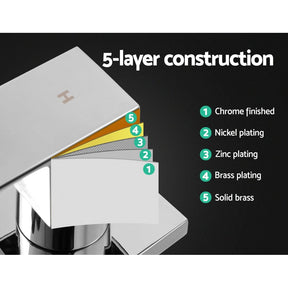 Cefito Shower Twins Tap Wall Bath Taps Brass Hot Cold Basin Bathroom Chrome - SportZone.co.nz